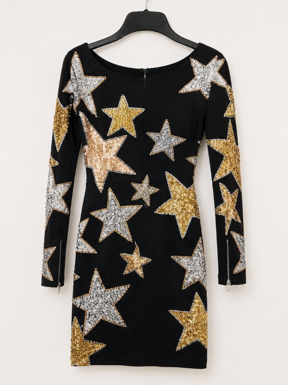 Rare Discount Universe Sequin Star Bodycon Mini Dress S Long Sleeve